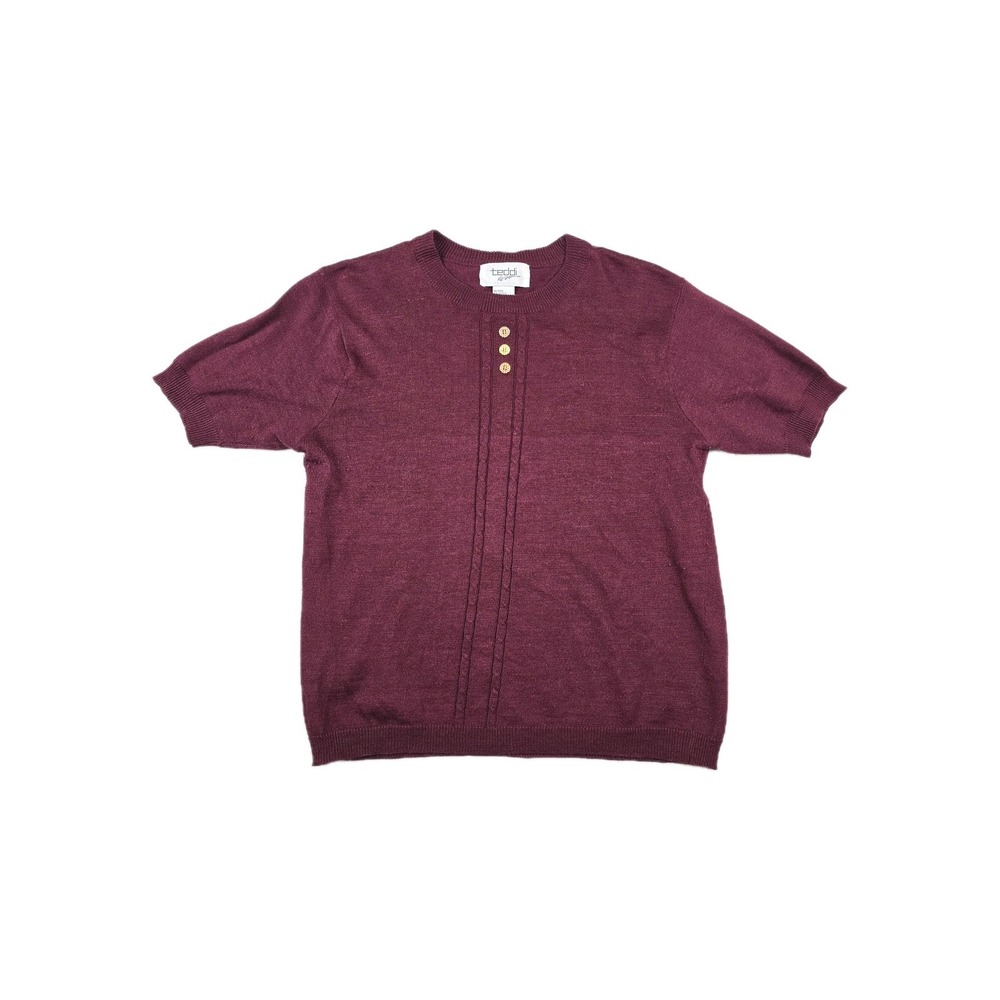 Teddi Women's Size Small Burgundy Red Shirt 3 Button Decorative